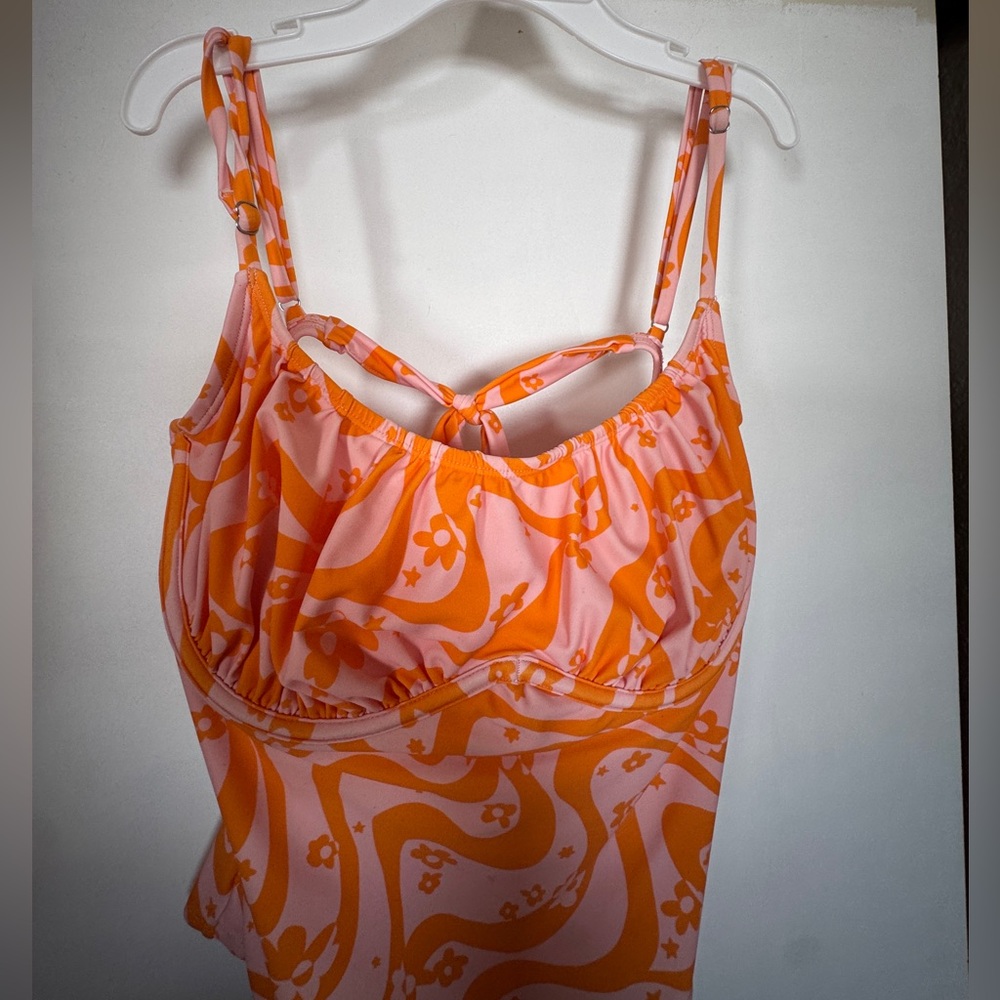 Vibrant Orange and Pink Women's One Piece Swimsuit